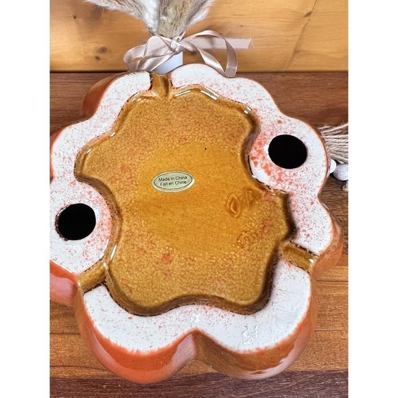 New CERAMIC PUMPKIN 8" Glazed Golden Orange with Brown Stem Fall Decor #4141 - Picture 7 of 9